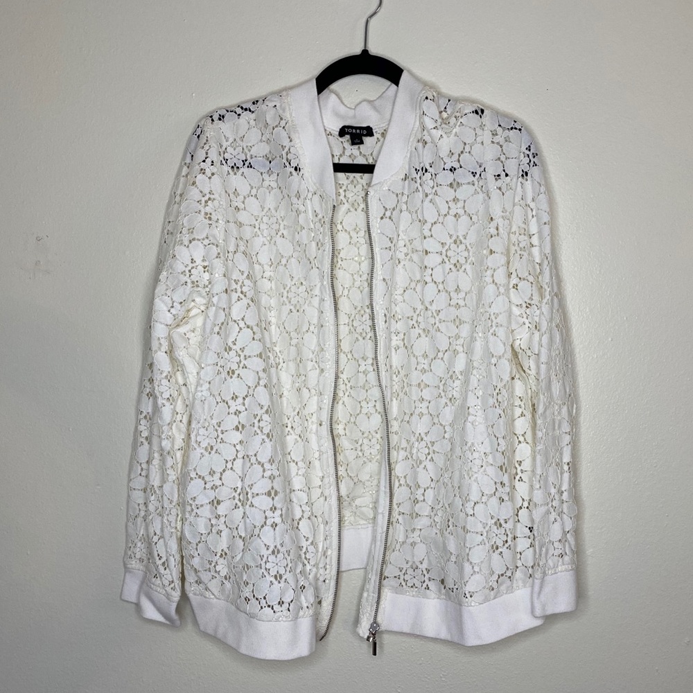 Torrid White Floral Jacket